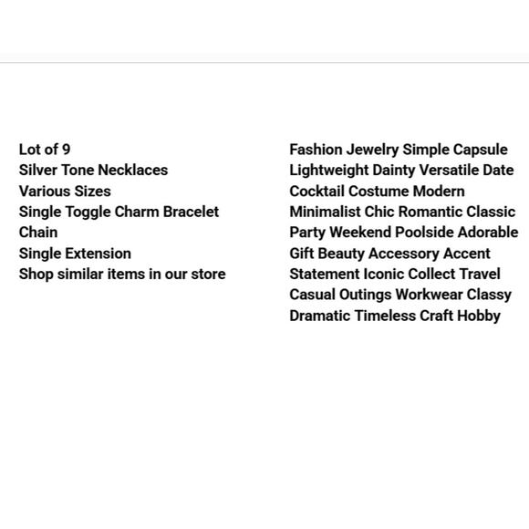 Lot 9 Silver Tone Necklace Various Size Single Toggle Charm Bracelet Extension - Picture 2 of 8